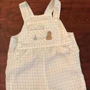 Plaid teddy bear overall.